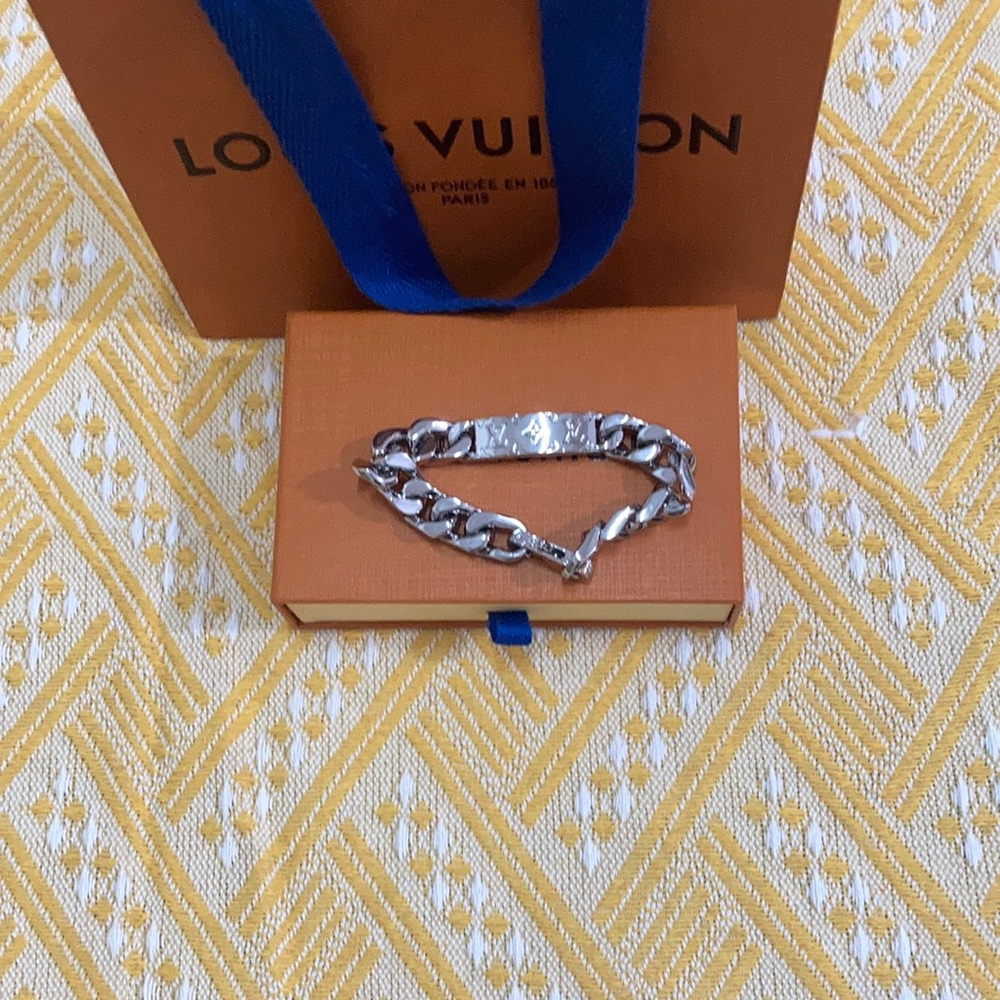 Louis Vuitton Silver Monogram Chain Bracelet